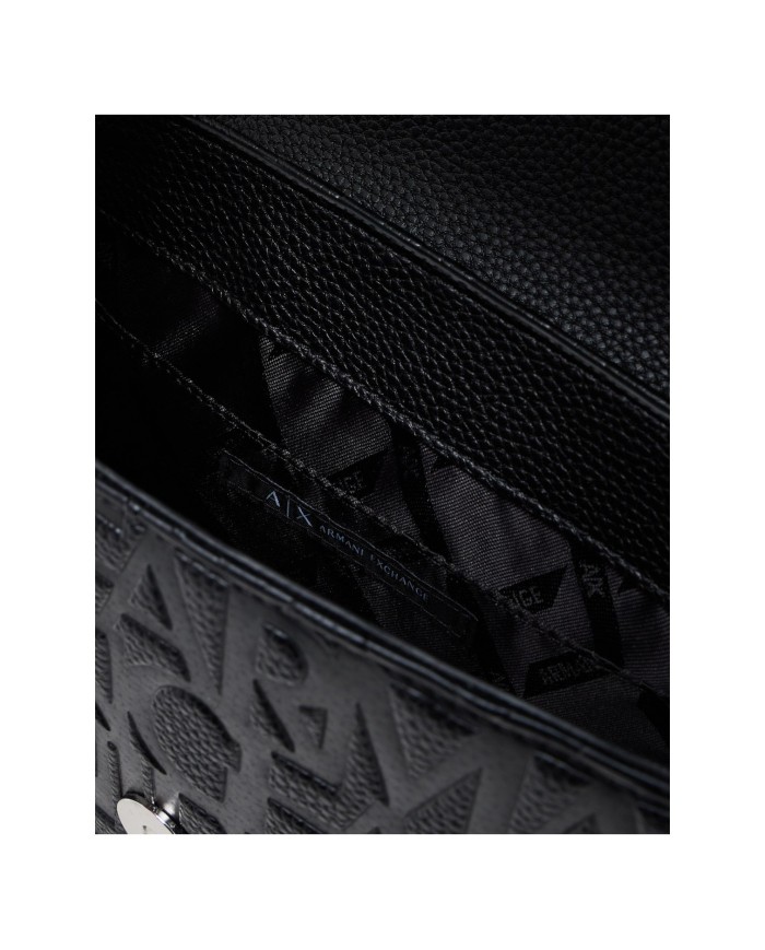 Tracolla Donna Armani Exchange A X Embossed Logo Leather Black