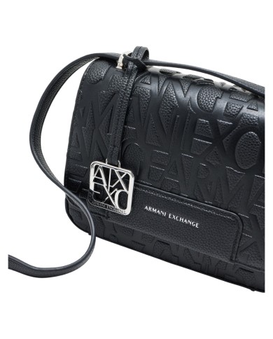 Tracolla Donna Armani Exchange A X Embossed Logo Leather Black