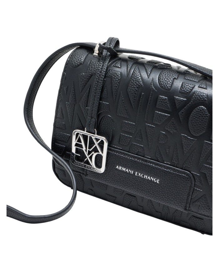 Tracolla Donna Armani Exchange A X Embossed Logo Leather Black