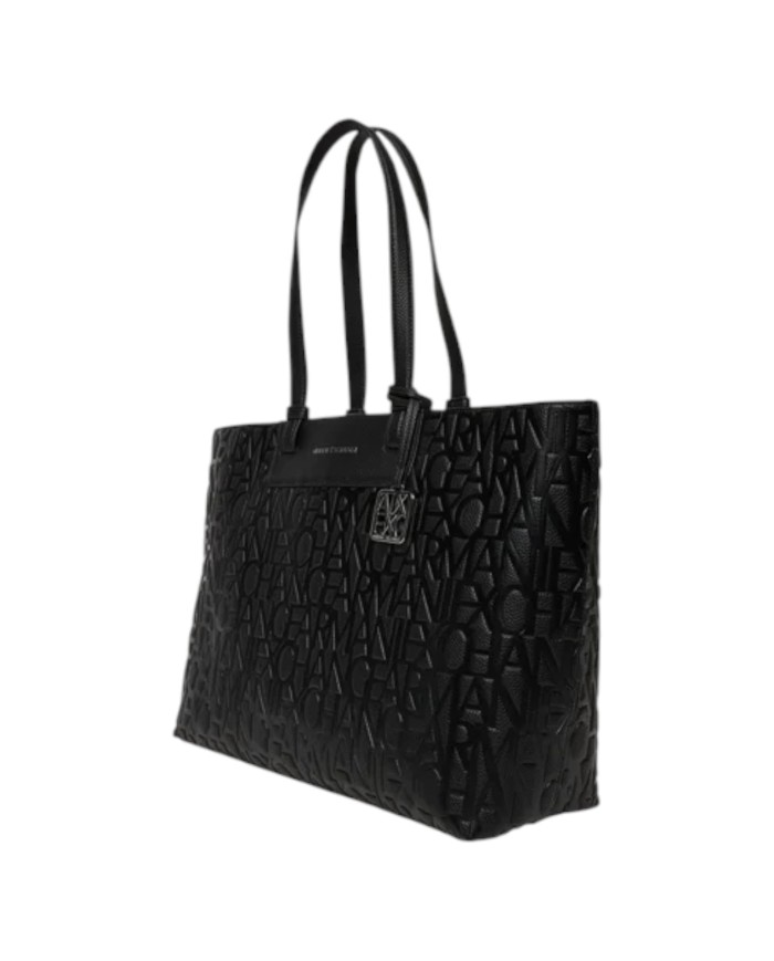Shopper Donna Armani Exchange A X Embossed Logo Leather Black