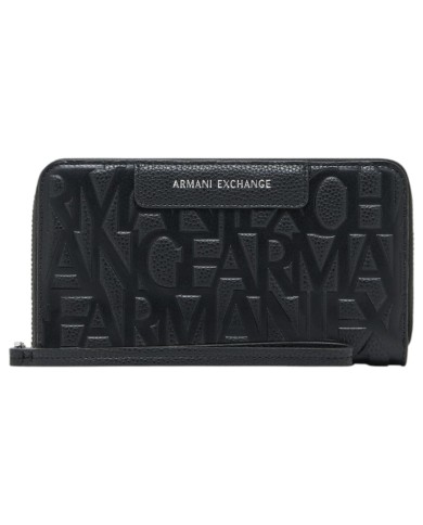Portafoglio Armani Exchange Donna Embossed Logo Leather Black