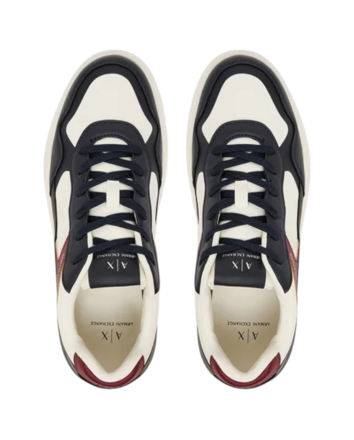 Sneakers Armani Exchange Uomo Leather Off White Deep Navy Deep Ruby