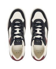 Sneakers Armani Exchange Uomo Leather Off White Deep Navy Deep Ruby