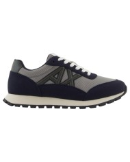 Sneakers Armani Exchange Uomo A X Logo Mesh Suede Deep Navy Gray Chime