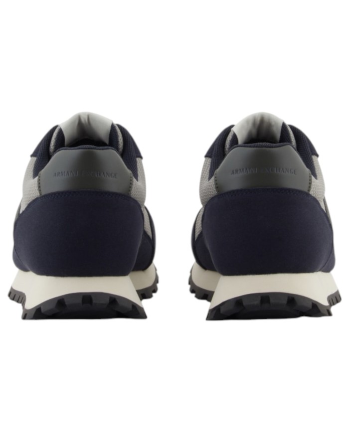 Sneakers Armani Exchange Uomo A X Logo Mesh Suede Deep Navy Gray Chime