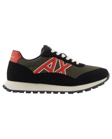 Sneakers Armani Exchange Uomo A X Logo Mesh Suede Black Olive Night Red