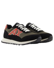 Sneakers Armani Exchange Uomo A X Logo Mesh Suede Black Olive Night Red