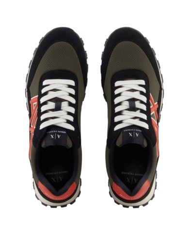 Sneakers Armani Exchange Uomo A X Logo Mesh Suede Black Olive Night Red