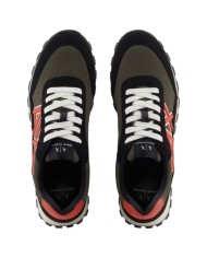 Sneakers Armani Exchange Uomo A X Logo Mesh Suede Black Olive Night Red