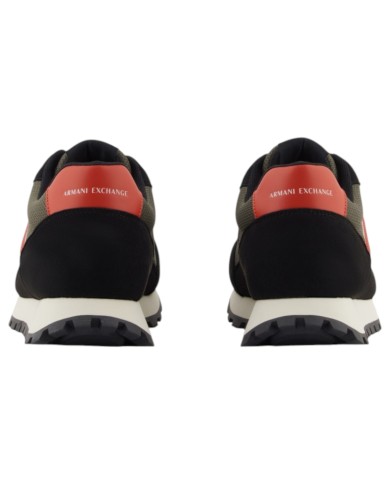 Sneakers Armani Exchange Uomo A X Logo Mesh Suede Black Olive Night Red