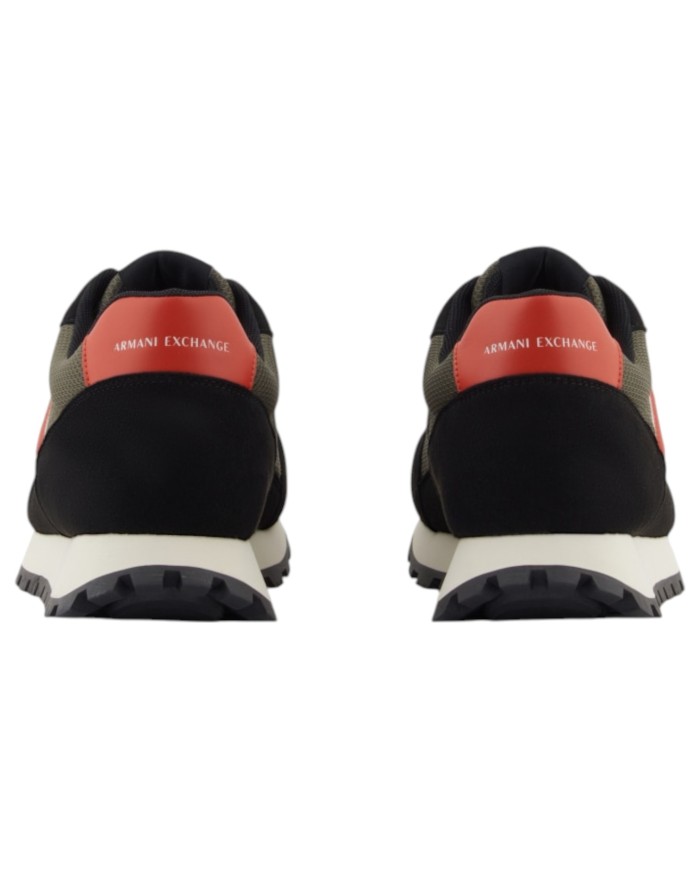 Sneakers Armani Exchange Uomo A X Logo Mesh Suede Black Olive Night Red
