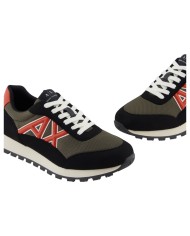 Sneakers Armani Exchange Uomo A X Logo Mesh Suede Black Olive Night Red