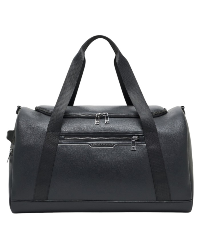 Borsone Uomo Armani Exchange Borsone Da Viaggio Line Logo Leather Black