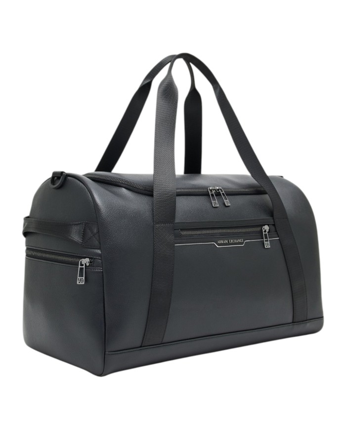 Borsone Uomo Armani Exchange Borsone Da Viaggio Line Logo Leather Black