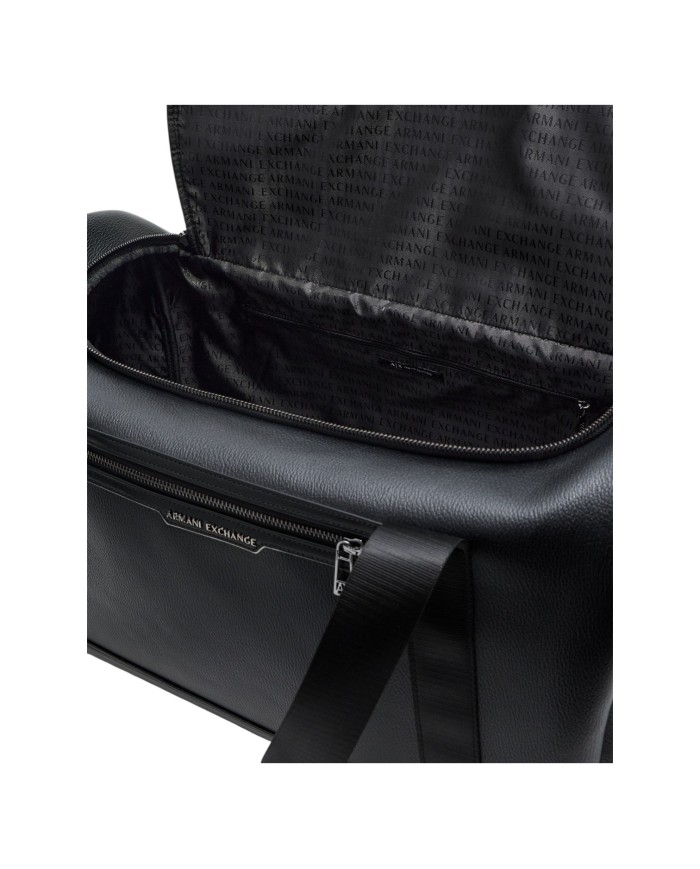 Borsone Uomo Armani Exchange Borsone Da Viaggio Line Logo Leather Black