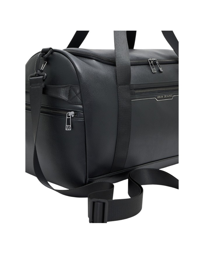 Borsone Uomo Armani Exchange Borsone Da Viaggio Line Logo Leather Black