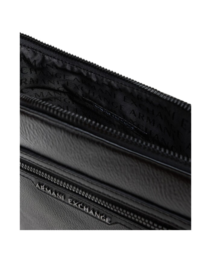 Borsello Uomo Armani Exchange Line Logo Leather Black