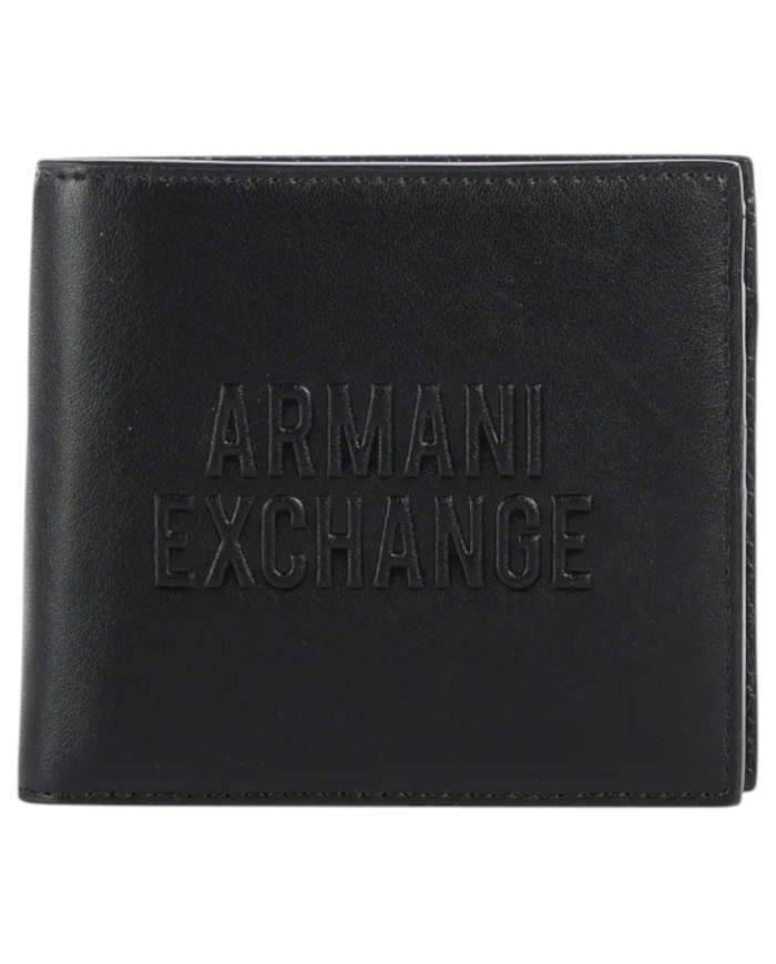 Portafoglio Uomo Armani Exchange Portatessere Line Logo Leather Black