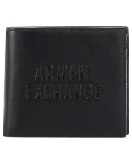 Portafoglio Uomo Armani Exchange Portatessere Line Logo Leather Black