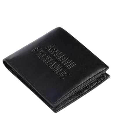 Portafoglio Uomo Armani Exchange Portatessere Line Logo Leather Black