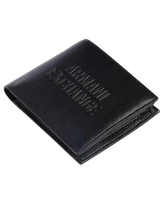 Portafoglio Uomo Armani Exchange Portatessere Line Logo Leather Black