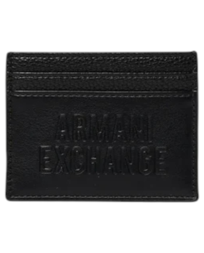 Portacarte Armani Exchange Uomo Line Logo Leather Black