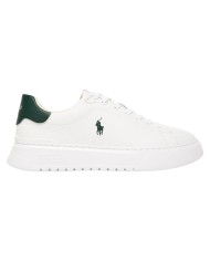Sneaker Uomo Ralph Lauren RLite Court in Pelle Martellata Bianco Verde