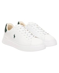 Sneaker Uomo Ralph Lauren RLite Court in Pelle Martellata Bianco Verde