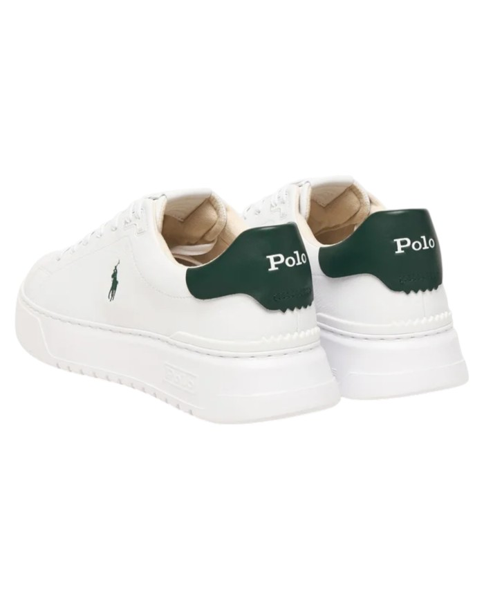 Sneaker Uomo Ralph Lauren RLite Court in Pelle Martellata Bianco Verde