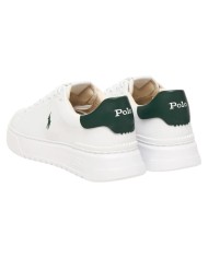 Sneaker Uomo Ralph Lauren RLite Court in Pelle Martellata Bianco Verde