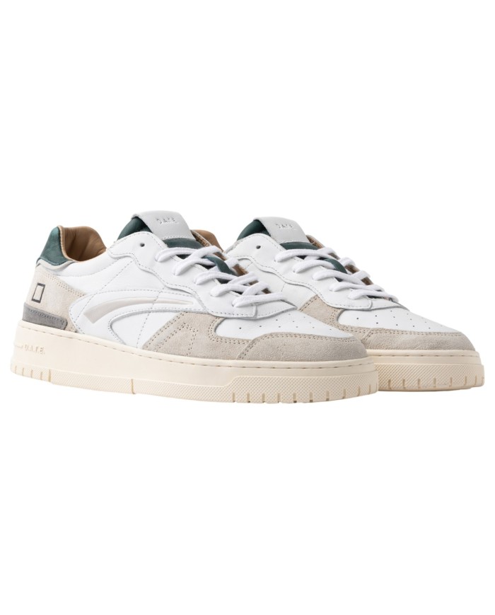 Sneaker Uomo Date Torneo Pure Vintage Calf Leather White Green