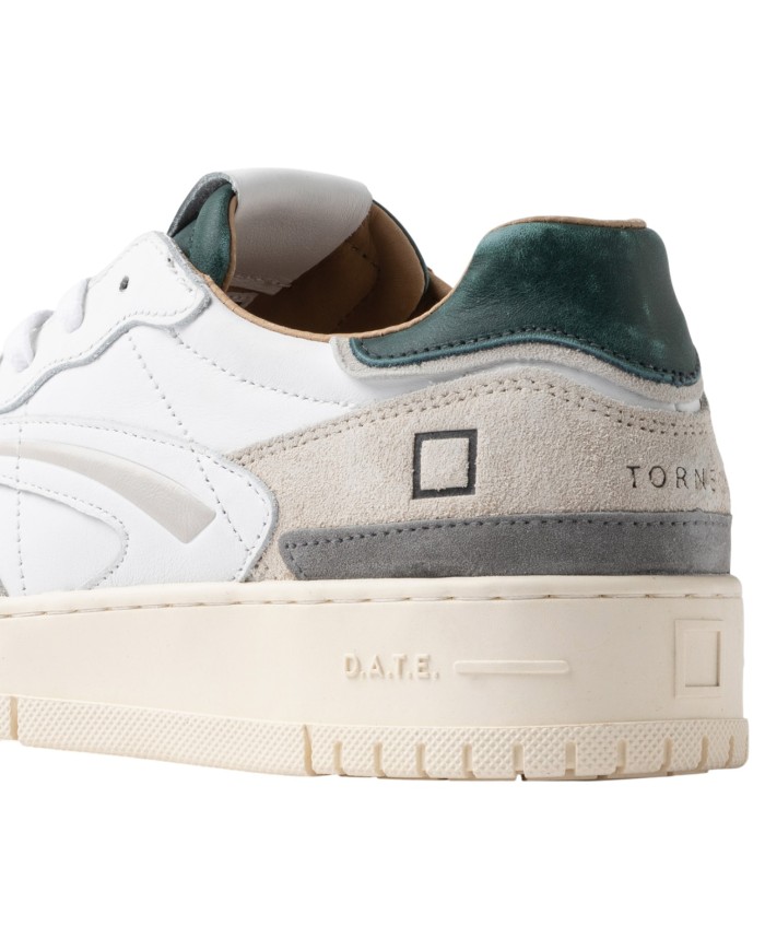 Sneaker Uomo Date Torneo Pure Vintage Calf Leather White Green