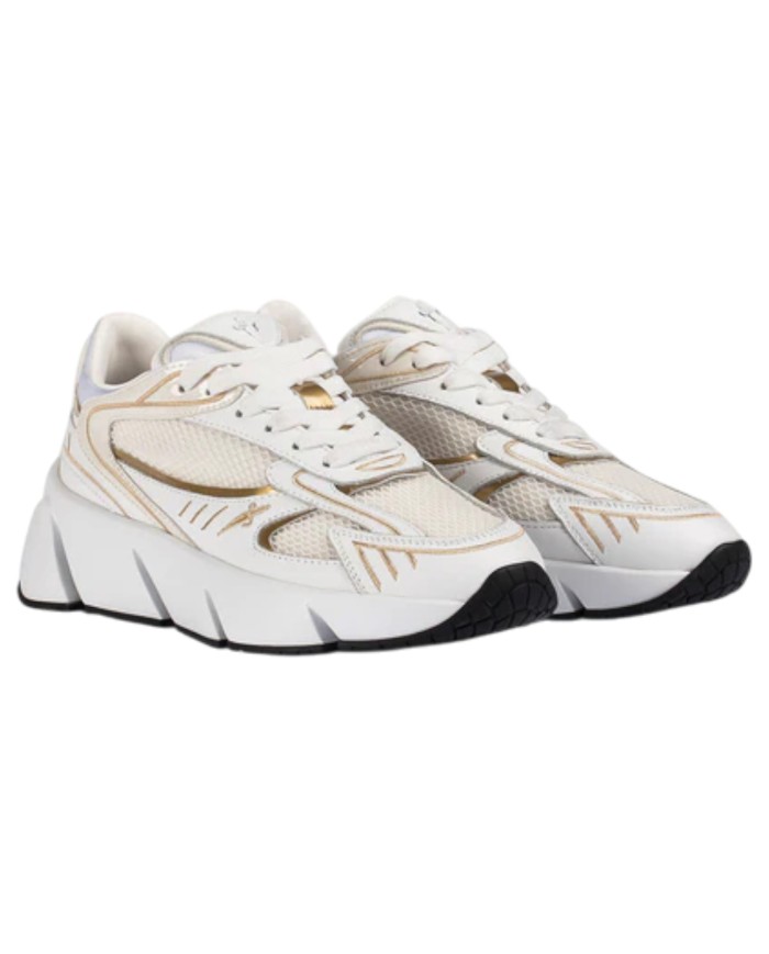 Sneaker Donna Paciotti Blade Runner Mesh Leather White Gold