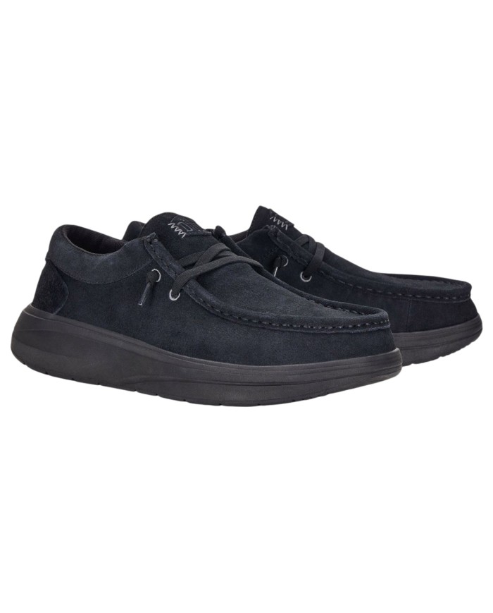 Mocassino Uomo HeyDude Slip On Wally Comf Suede Black