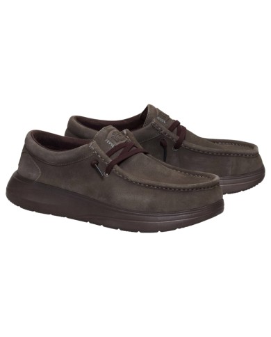 Mocassino Uomo HeyDude Slip On Wally Comf Suede Major Brown Mole Brown