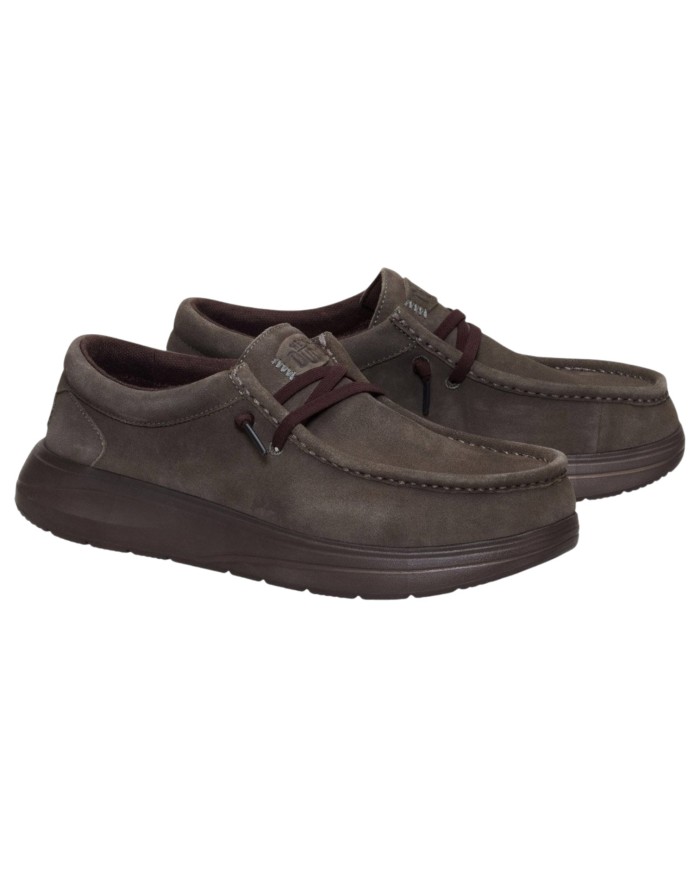 Mocassino Uomo HeyDude Slip On Wally Comf Suede Major Brown Mole Brown