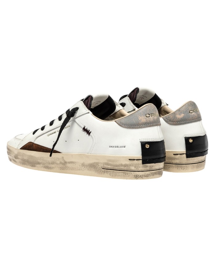 Sneaker Uomo Crime London Sk8 Deluxe Oak Fog Leather White