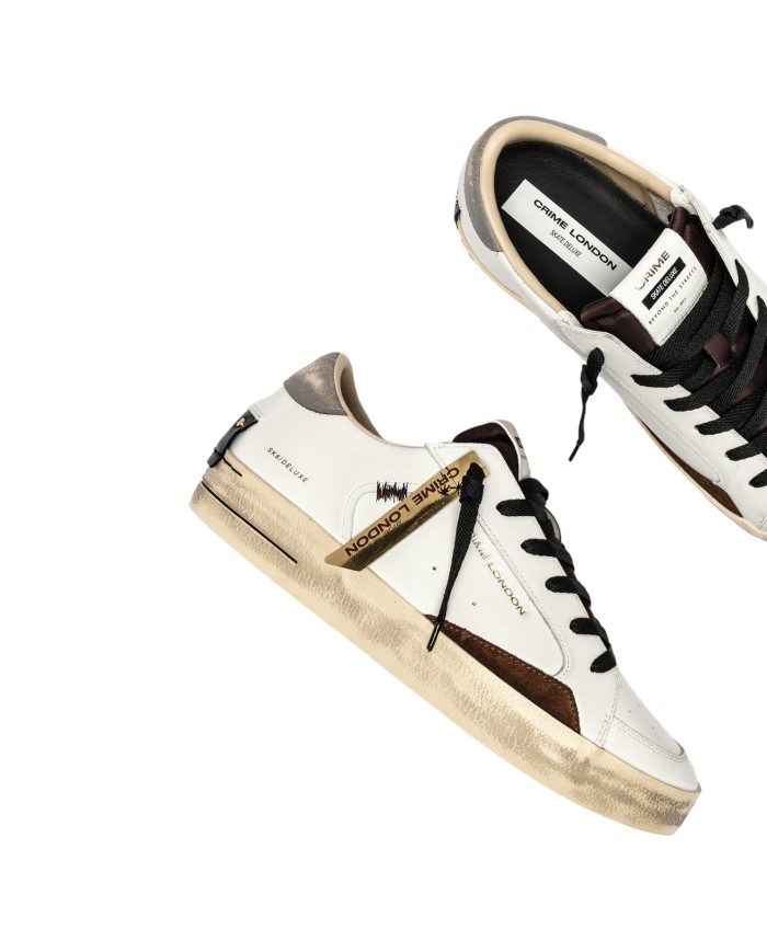 Sneaker Uomo Crime London Sk8 Deluxe Oak Fog Leather White