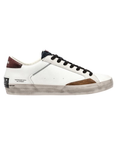 Sneaker Uomo Crime London Distressed Maroon Ice Leather White
