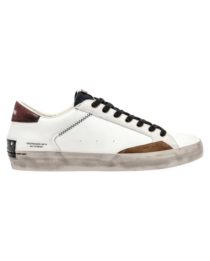 Sneaker Uomo Crime London Distressed Maroon Ice Leather White