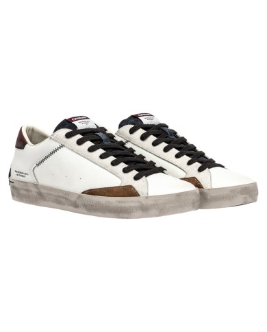 Sneaker Uomo Crime London Distressed Maroon Ice Leather White