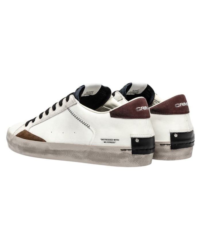 Sneaker Uomo Crime London Distressed Maroon Ice Leather White