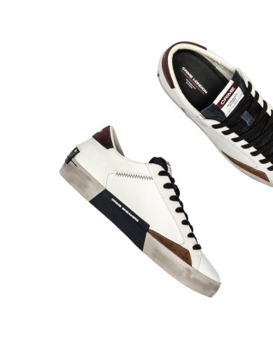 Sneaker Uomo Crime London Distressed Maroon Ice Leather White
