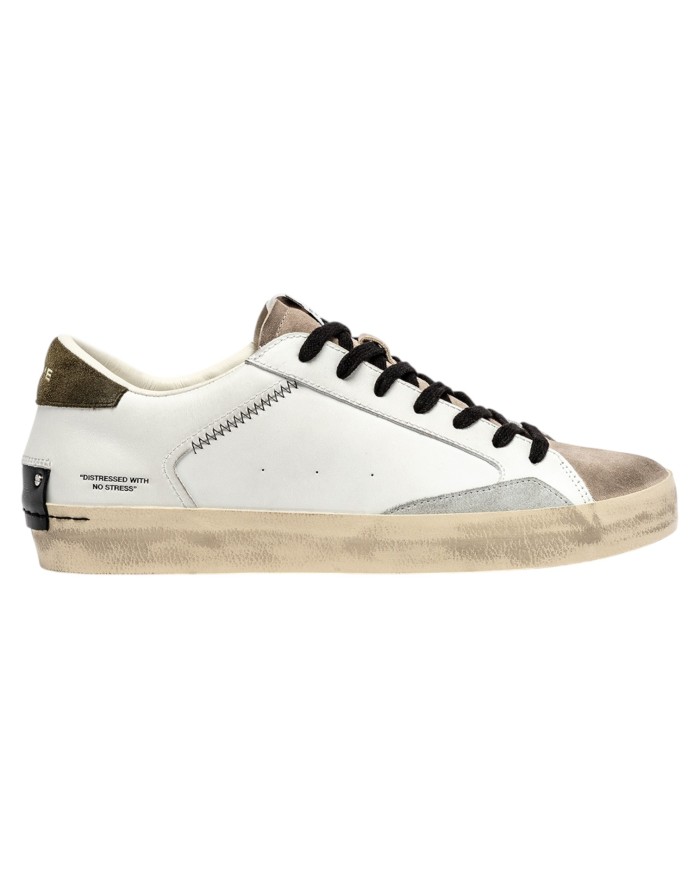 Sneaker Uomo Crime London Distressed Army Smoke Leather White