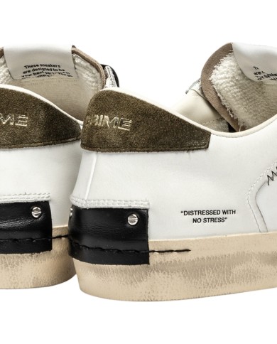 Sneaker Uomo Crime London Distressed Army Smoke Leather White