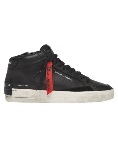 Stivaletto Uomo Crime London Sk8 Deluxe Mid Black Venom Leather Black