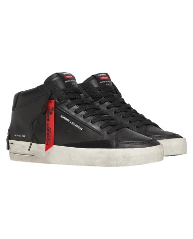 Stivaletto Uomo Crime London Sk8 Deluxe Mid Black Venom Leather Black