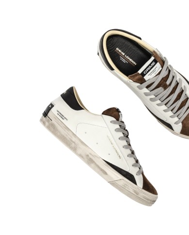 Sneaker Uomo Crime London Distressed 2.0 Downtown Brown Leather White