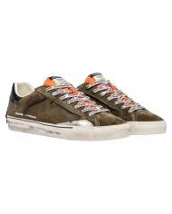 Sneaker Uomo Crime London Distressed Deconstructed Lava Orange Suede Taupe