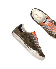 Sneaker Uomo Crime London Distressed Deconstructed Lava Orange Suede Taupe